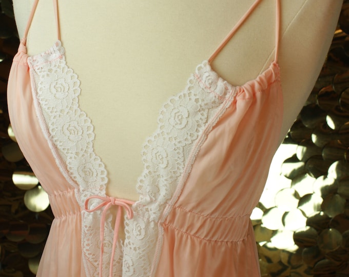 NEW Vintage Peach Lace Triangle Top Slipdress