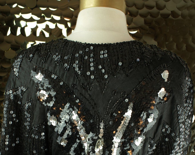 Black + Silver TINA Sequin Butterfly Top