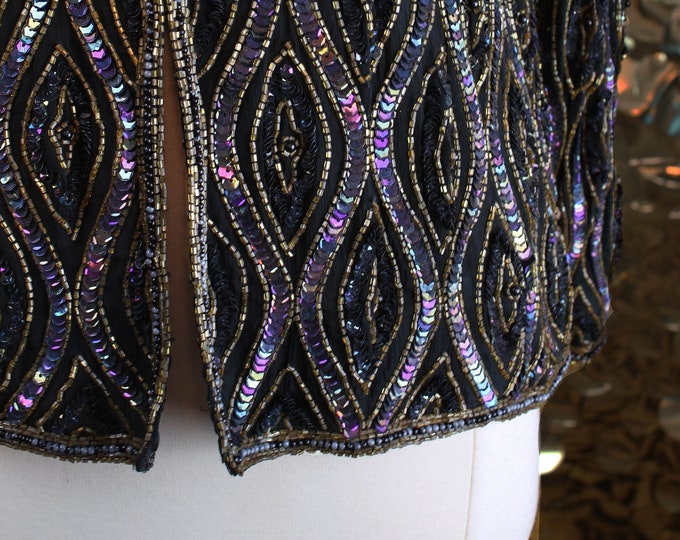 NEW Iridescent Stenay Copper+Black Embellished Diamond Jacket