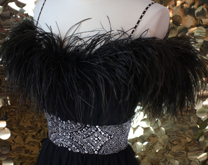 NEW Black+Silver Mike Benet Formals Feather BallGown