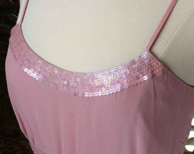 Casual Corner Blush Silk Sequin Slipdress