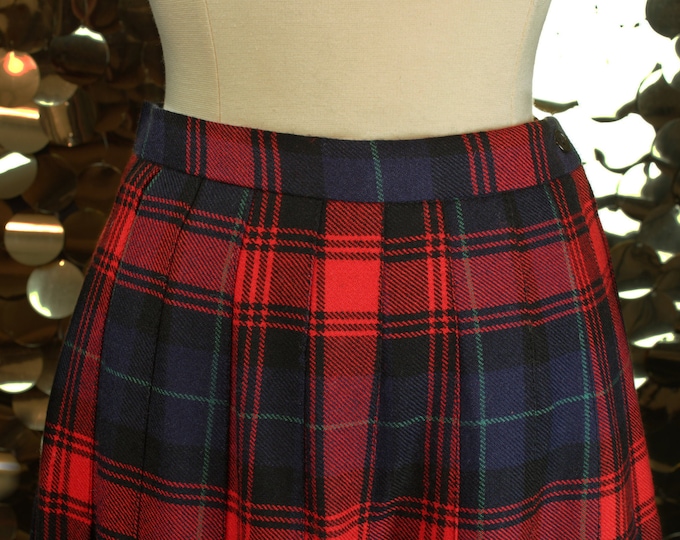 Tartan Pleated Midi Skirt