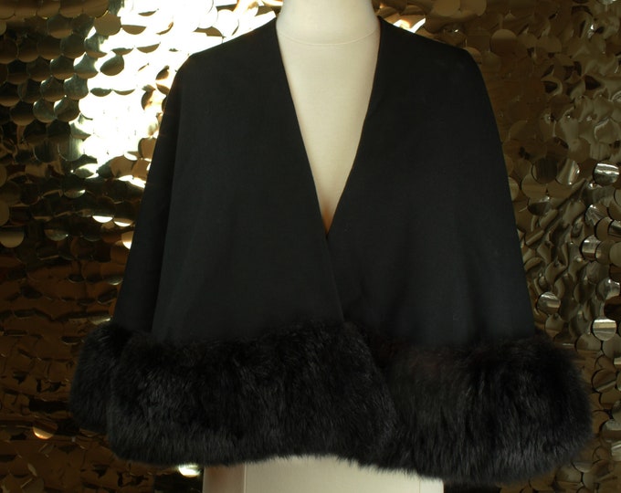 Black Fur Trimmed Vintage Cape