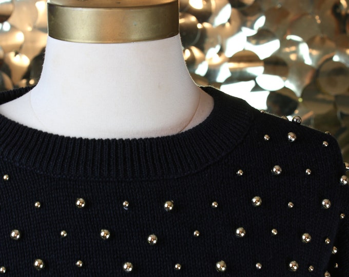 90s Studded Black Victoria Harbour Oversized Sweater