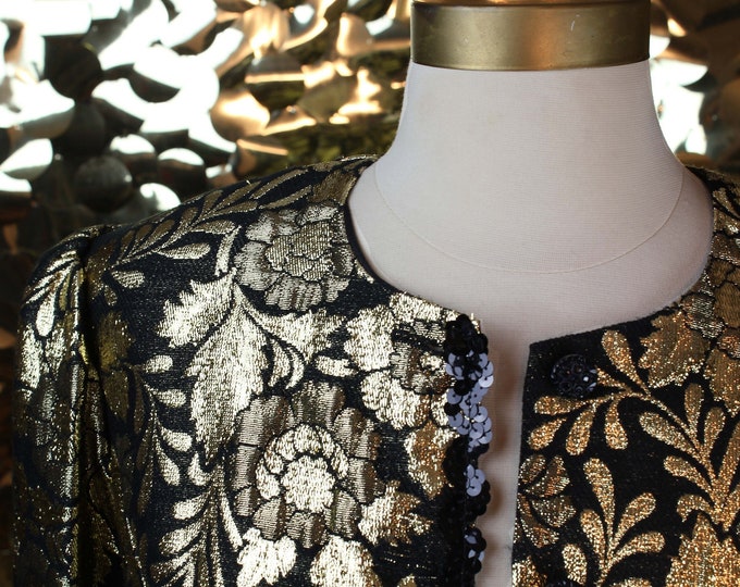 Metallic Black+Gold Scott McClintock Floral Blazer