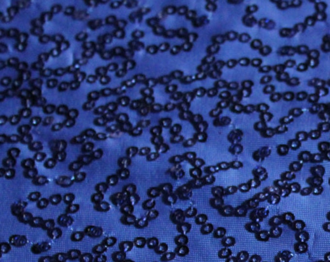 Blue Squiggle Sequins on Blue Stretch