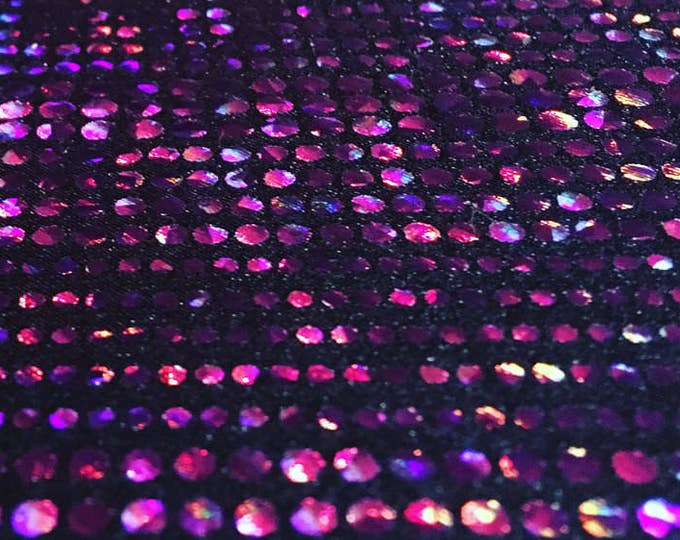 Hot Pink Foil Circle Pattern on Lightweight Black Spandex