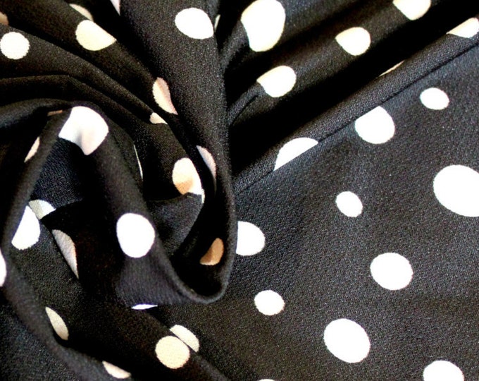 Black Poly Knit with White Polka Dots