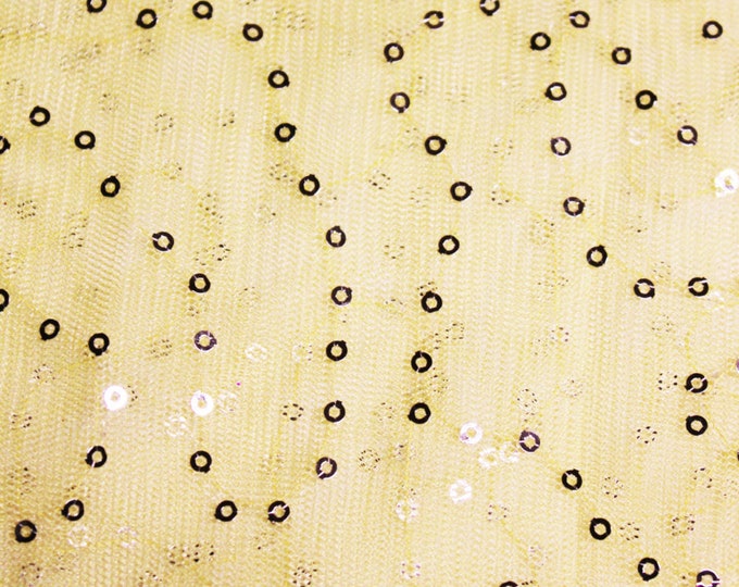 Silver Sequins on Canary Yellow Mesh