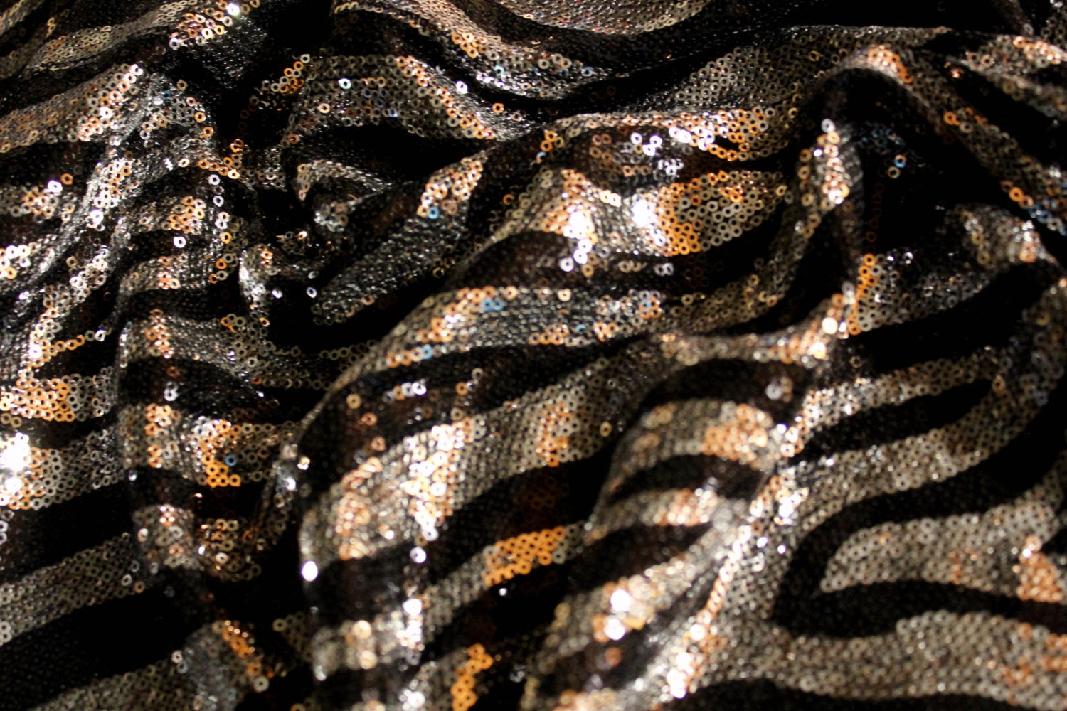 Silver & Black Sequin Zebra Pattern Poly Spandex/ 52 53 Wide/ Cut To