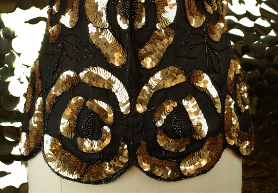 EXTRA 70s 80s Vintage Stenay Black +Gold Sequinned