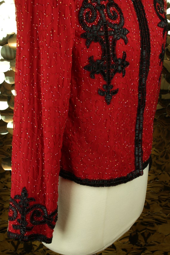 ORNATE 80s 90s Red Vintage Laurence Kazar Long Sl… - image 8