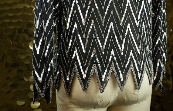 silver long sleeve sequin top