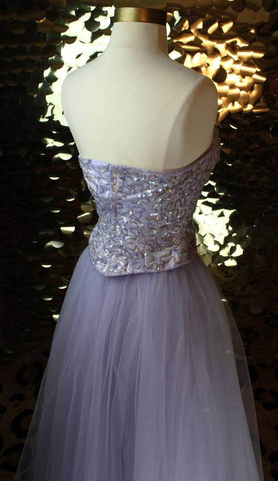 LUSH 00s Vintage Alyce Designs Lilac Sequin Corse… - image 9