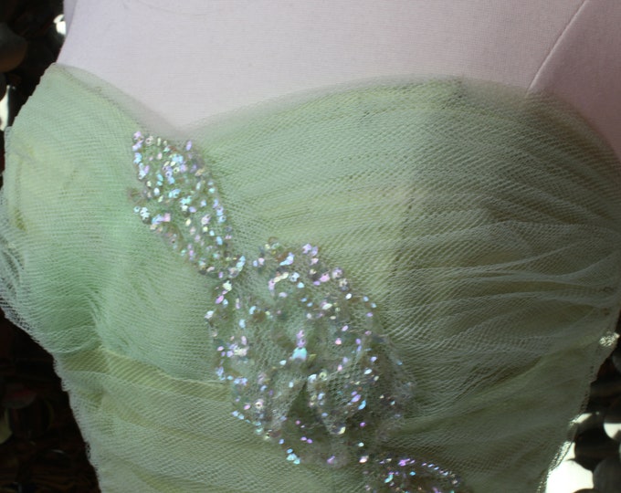 50s Vintage Lime Green Sweetheart Ballgown