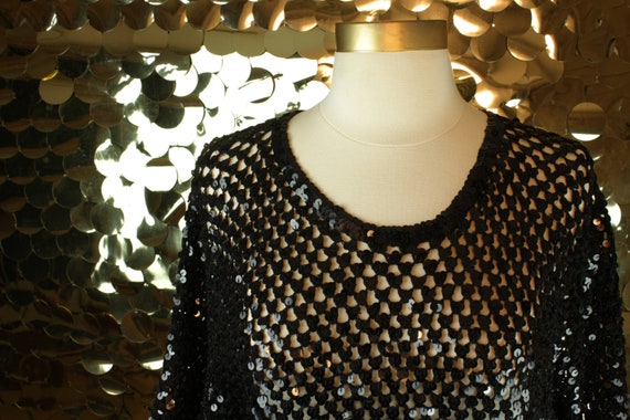 black crochet long sleeve top