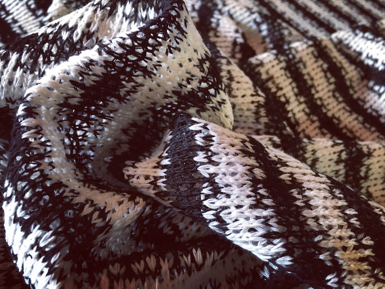 Black and White Striped Loose Weave Lightweight Sweater Knit 54 wide Cotton Crochet Loose weave Hacci Tribal Aztec See through