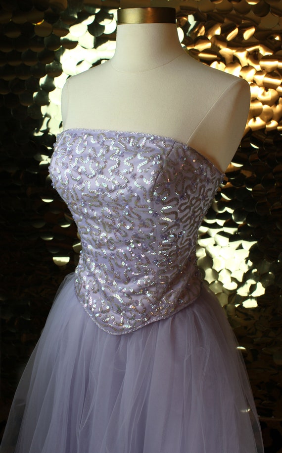 LUSH 00s Vintage Alyce Designs Lilac Sequin Corse… - image 5