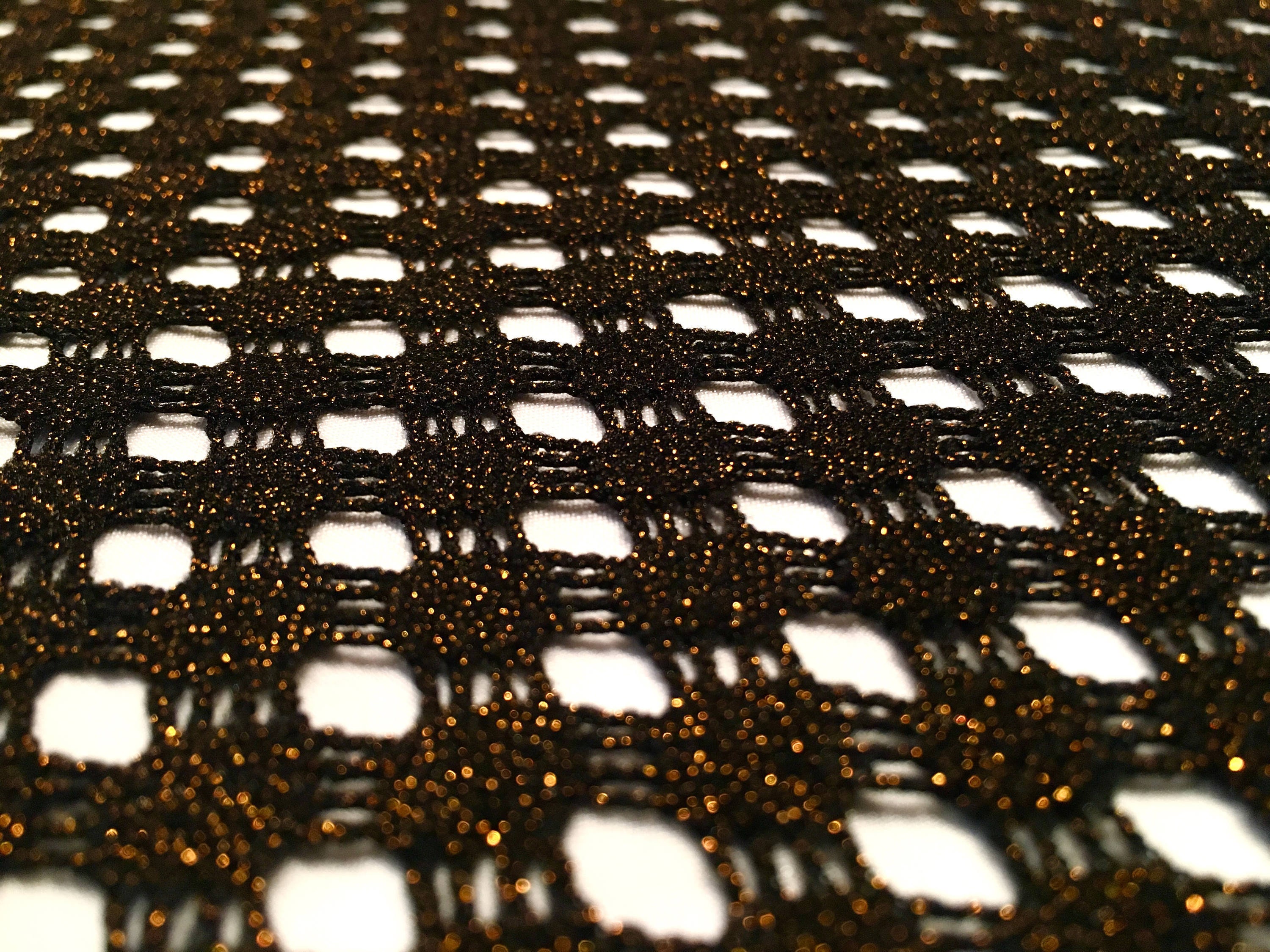 Black Lightweight Crochet Knit with Copper Metallic Lurex/ BTY
