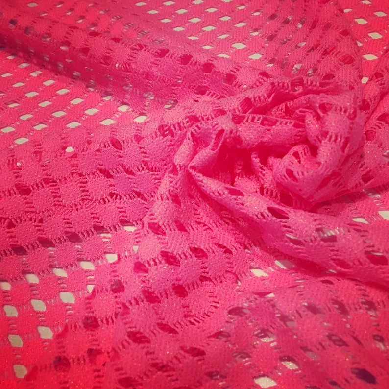Pink Lurex Crochet Netting/ Fabric by the yard/ Novelty Knit/ Etsy