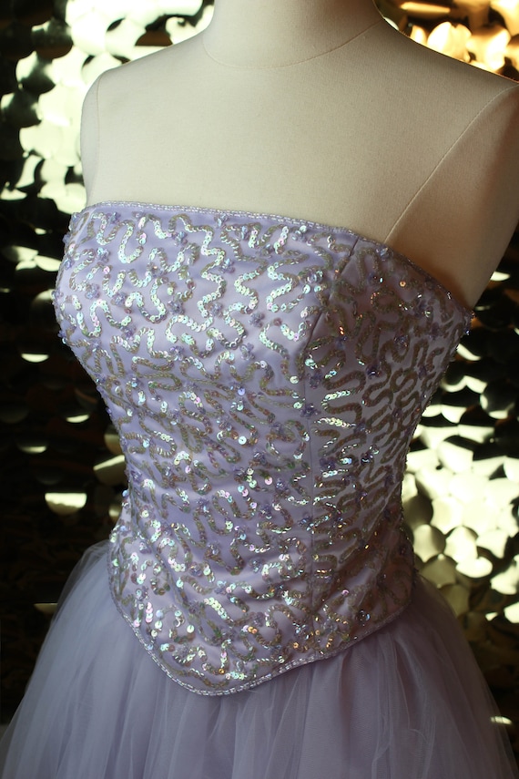 LUSH 00s Vintage Alyce Designs Lilac Sequin Corse… - image 2