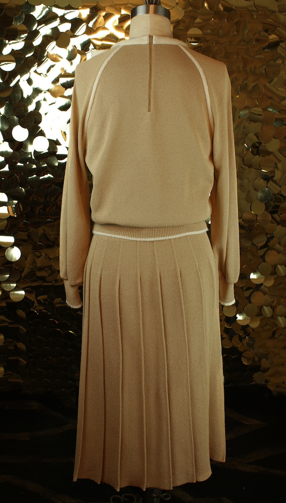 INNOCENT 50s Tan + Offwhite Vintage Sweater Skirt… - image 9
