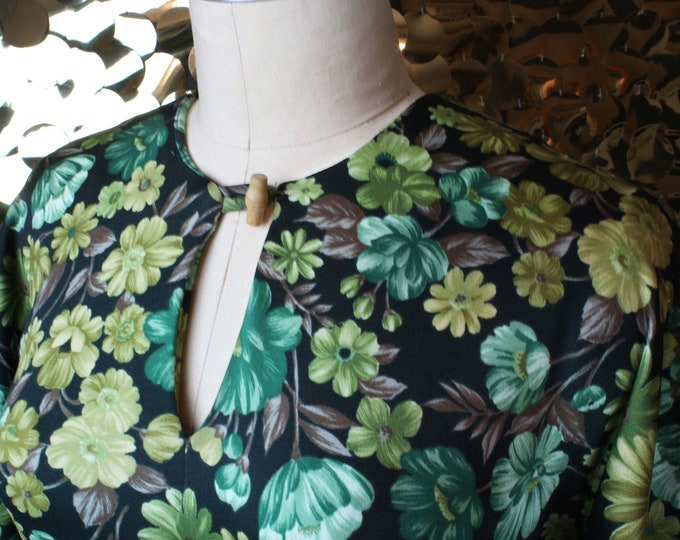 NEW Vintage Lime Green Floral Flutter Dress