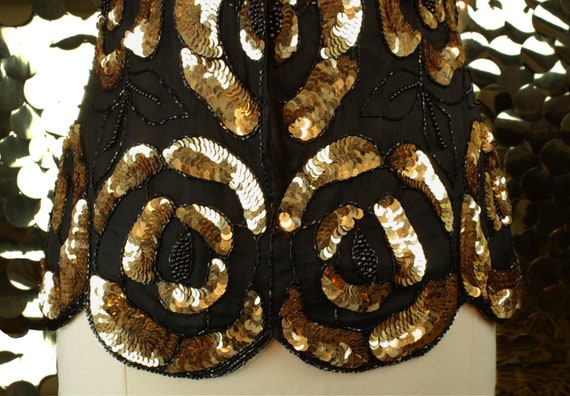 EXTRA 70s 80s Vintage Stenay Black +Gold Sequinne… - image 1