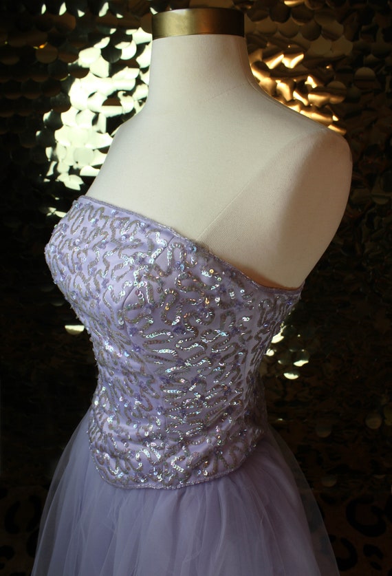 LUSH 00s Vintage Alyce Designs Lilac Sequin Corse… - image 6
