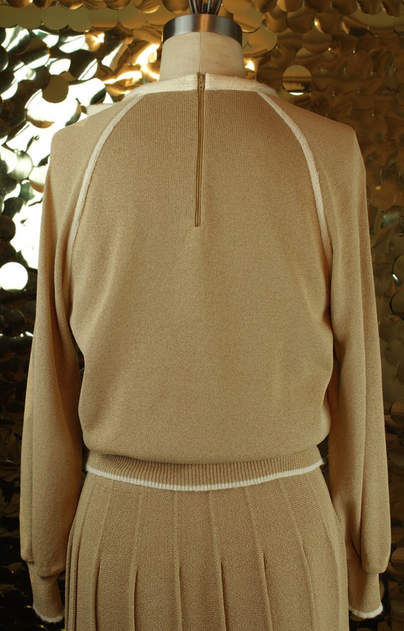 INNOCENT 50s Tan + Offwhite Vintage Sweater Skirt… - image 7