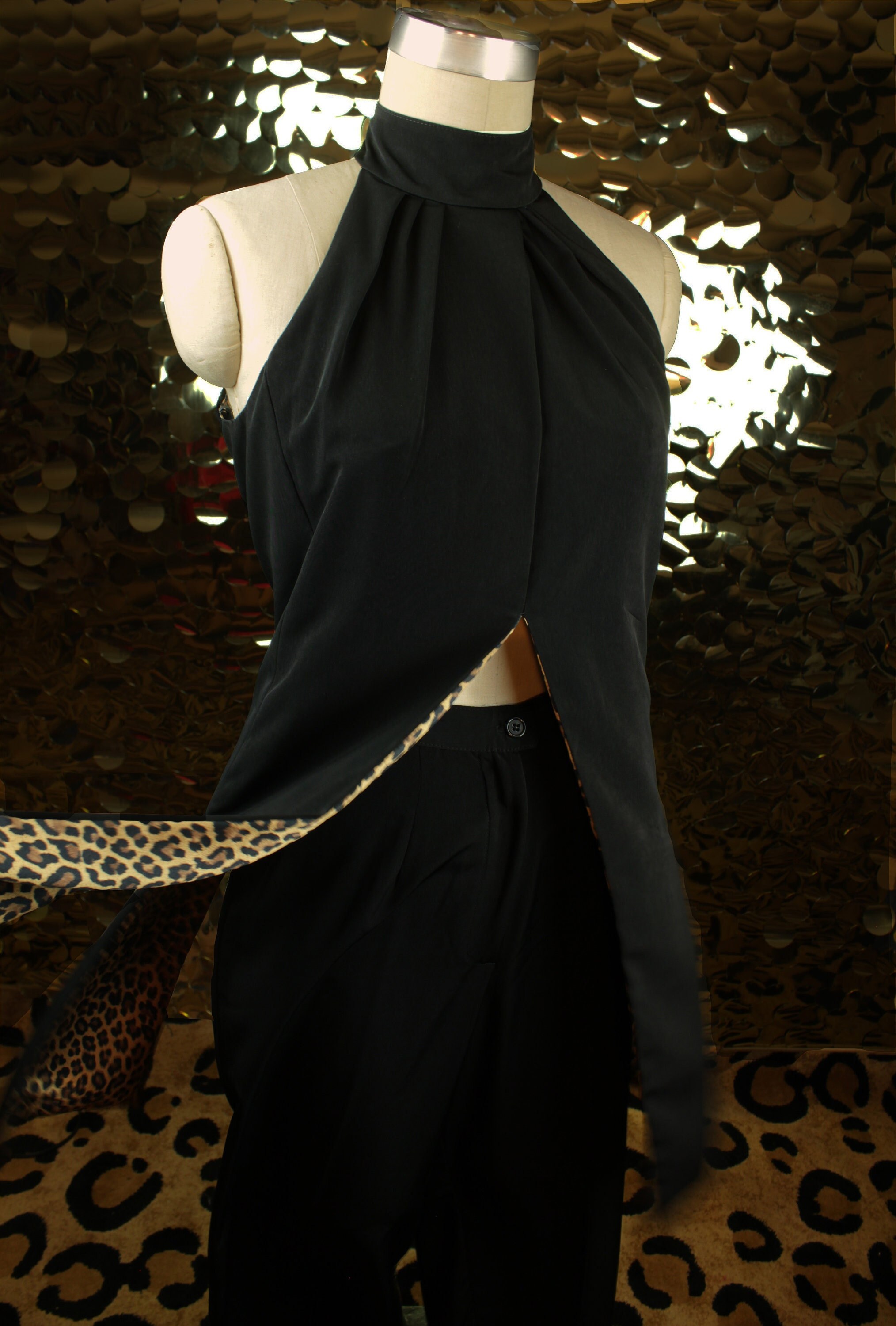 Lew Magram Black Halter Top Pant Matching Set