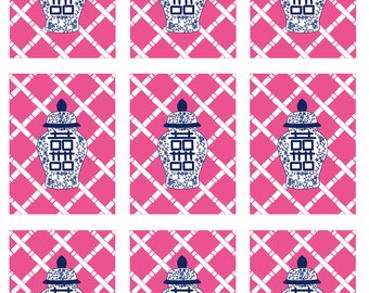 Gift tags, chinoiserie tags, digital tags, gift cards, note cards