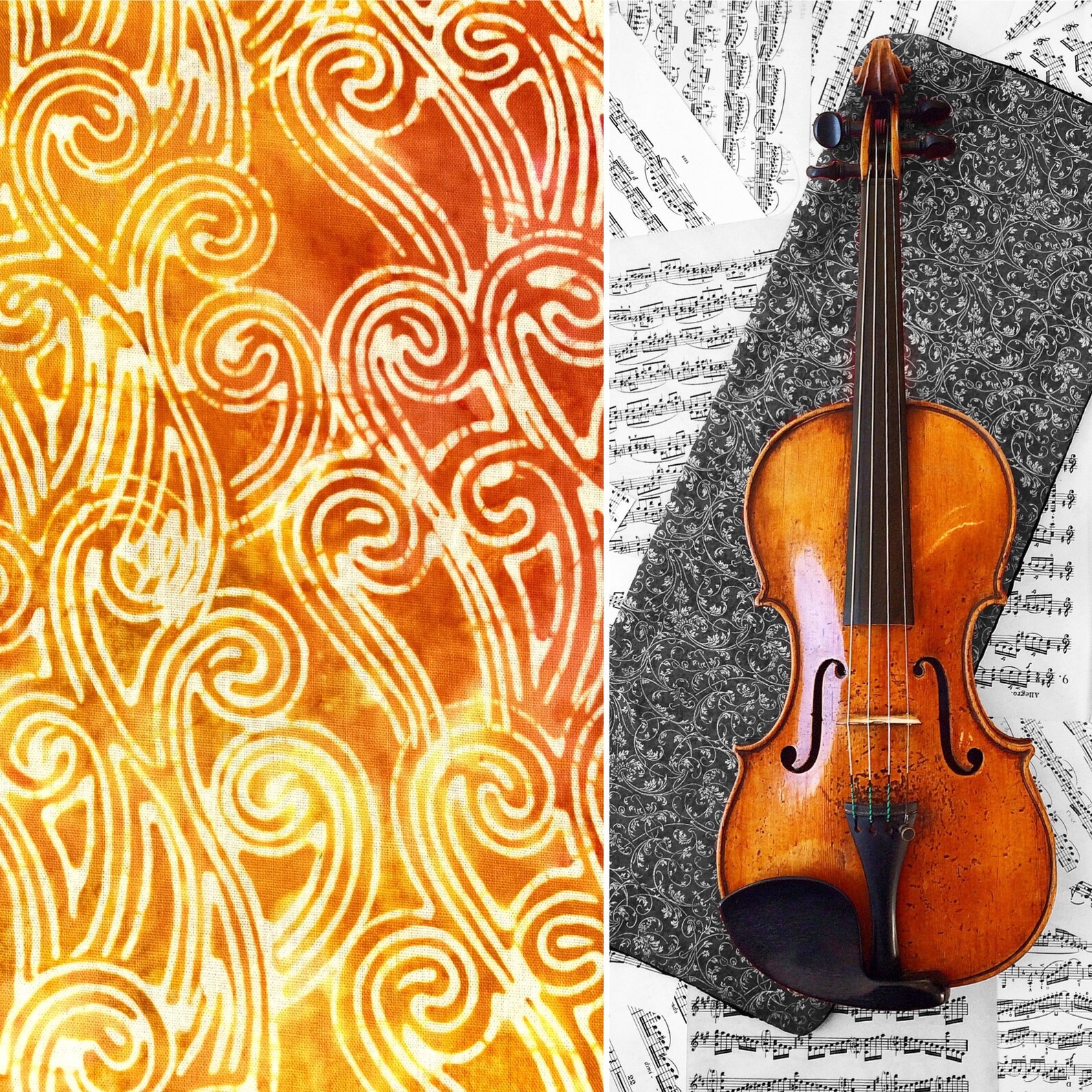 Violin Blanket Gold Fiddlehead Fern Batik Fabric Handmade Etsy