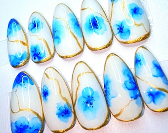 Kintsugi Porcelain Hand-Painted Bridal Press-on Nails