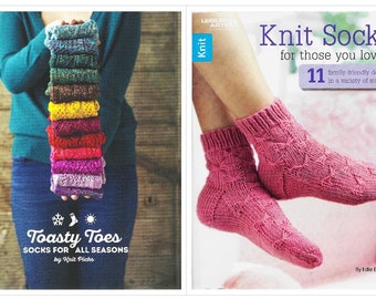 2 BOOKS - Toasty Toes: Socks for All Seasons plus Knit Socks for Those You Love - FREE SHIPPING