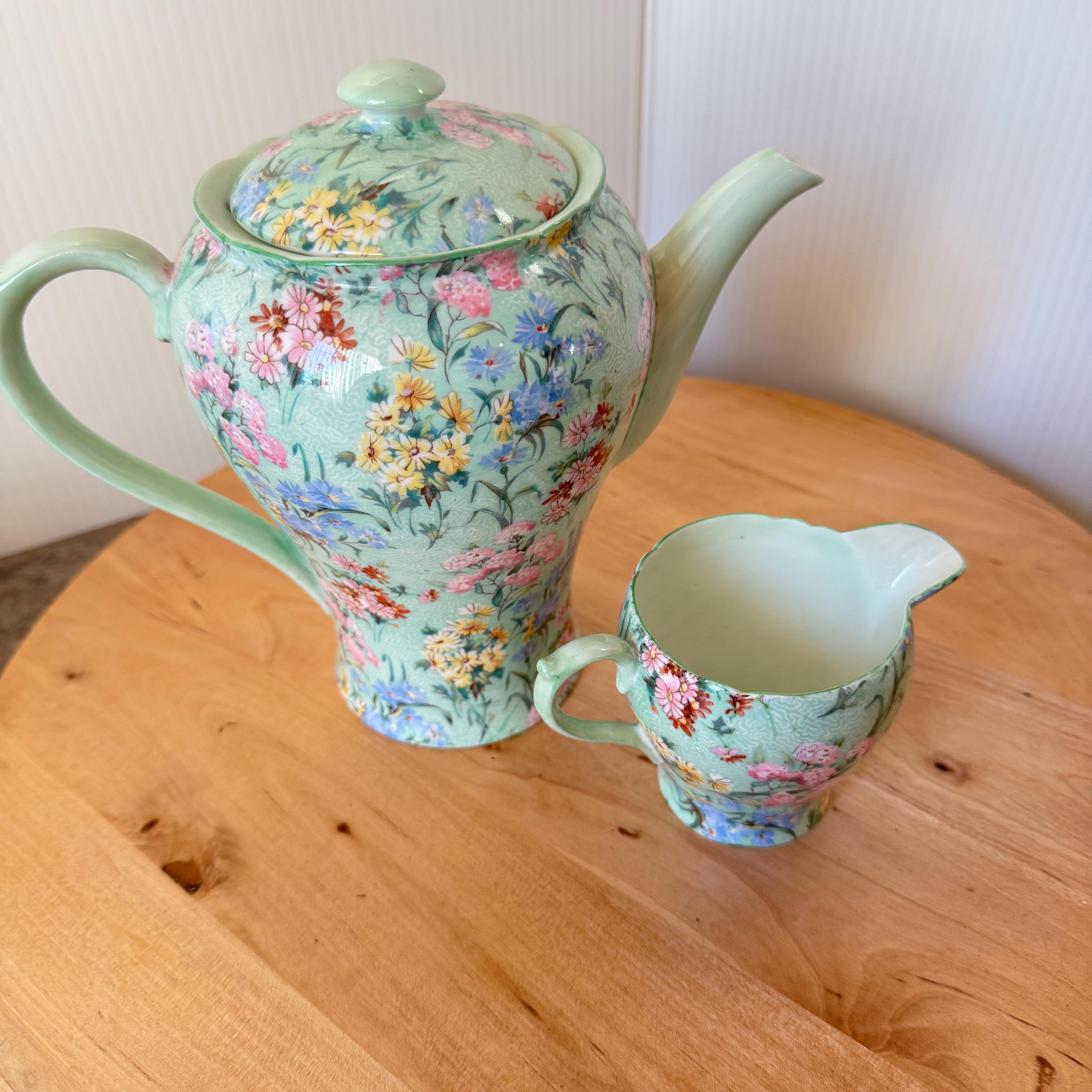 Vintage Shelley England Bone China Tea Set: Melody Floral Chintz