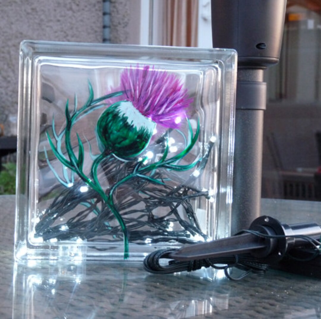 Hand Painted Glass Light Block Solar Light for the Patio Etsy