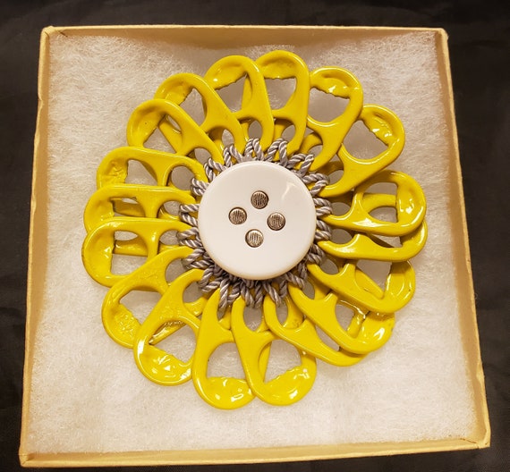 Yellow Flower Hair Pin Pull Tab Handmade Upcycle Ready Etsy