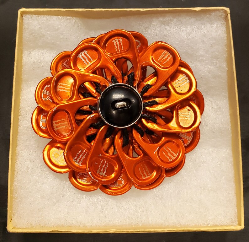 Orange Flower Hair Pin Pull Tab Handmade Upcycle Ready Etsy