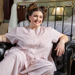 Pajama set, PLUS SIZE, pure cotton with fine stripes, sleepwear, loungewear,lingerie. Free Gift included. Made to Order, sizes xs xxl AU image 2