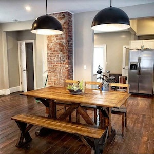 Rustic Trestle Base Table, Farmhouse X-base Table, Dining Table (New England Delivery Only; No National Shipping)