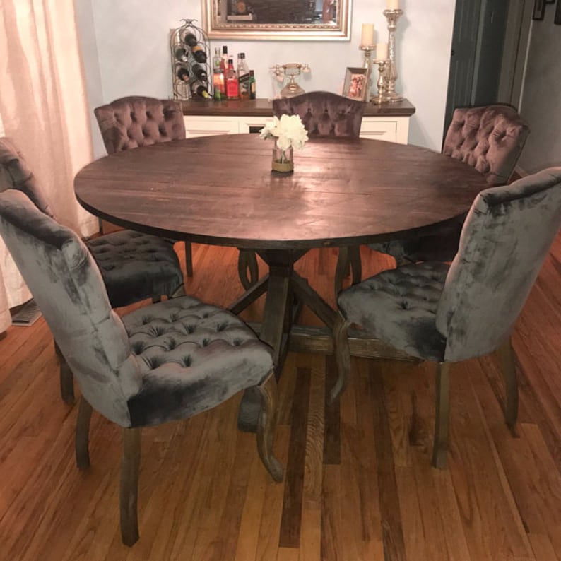Rustic Round Pedestal Base Table Kitchen Dining Reclaimed Wood
