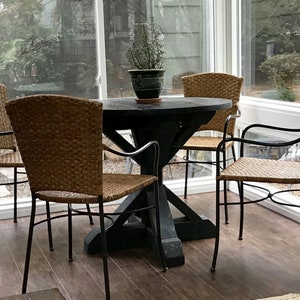 Rustic 48&quot; Round Pedestal Base Table, Round Kitchen Table, Round Dining Table (New England Delivery Only; No National Shipping)