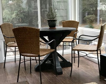Rustic 48" Round Pedestal Base Table, Round Kitchen Table, Round Dining Table (New England Delivery Only; No National Shipping)