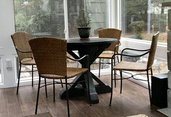 Rustic 48" Round Pedestal Base Table, Round Kitchen Table, Round Dining Table (New England Delivery Only; No National Shipping)