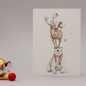 Pescando estrelas: cartão de Natal desenhado à mão