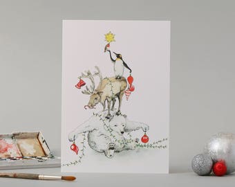 Polar Tree : Hand Drawn Christmas Card