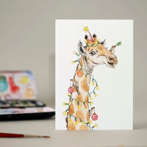 Árvore Girafa: Cartão de Natal / Luzes de Fada / Vestir-se / Animais Festivos / Saudações da Temporada