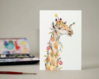 Giraffenbaum: Weihnachtskarte / Lichterkette / Verkleiden / Festliche Tiere / JahreszeitenGrüße