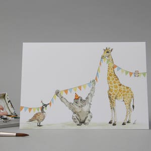 Animal Bunting //card// impression de pépinière // oie, gorille, girafe et cobaye illustration